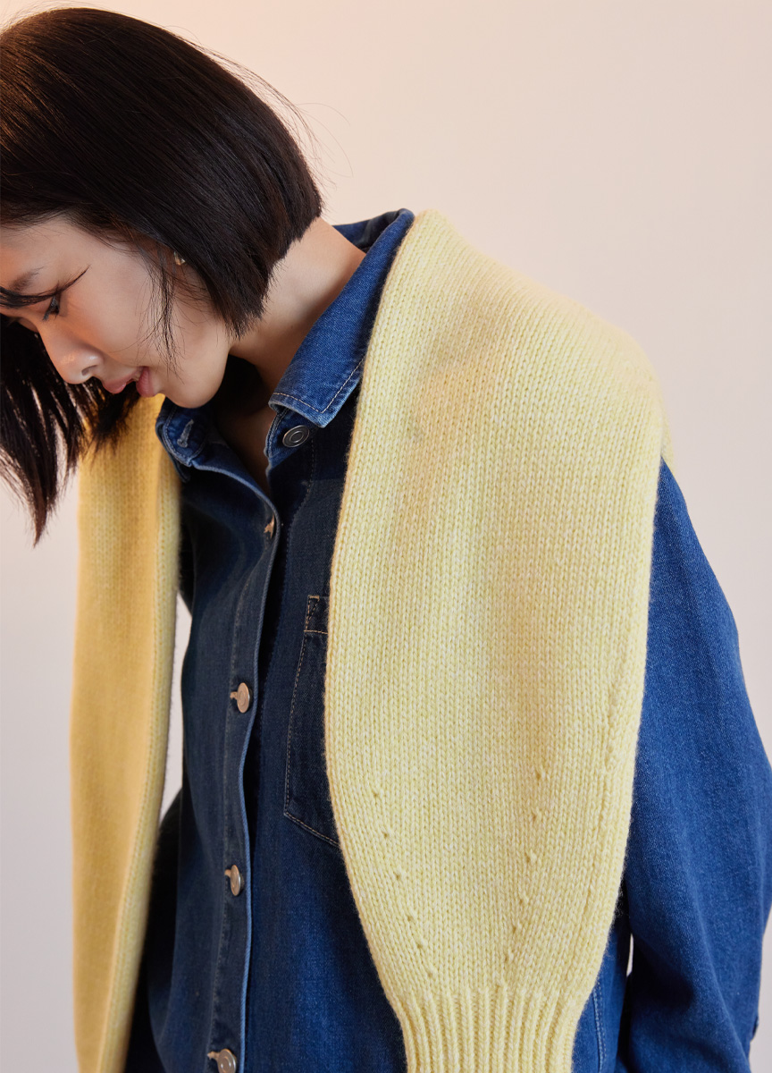 口袋刺繡牛仔襯衫